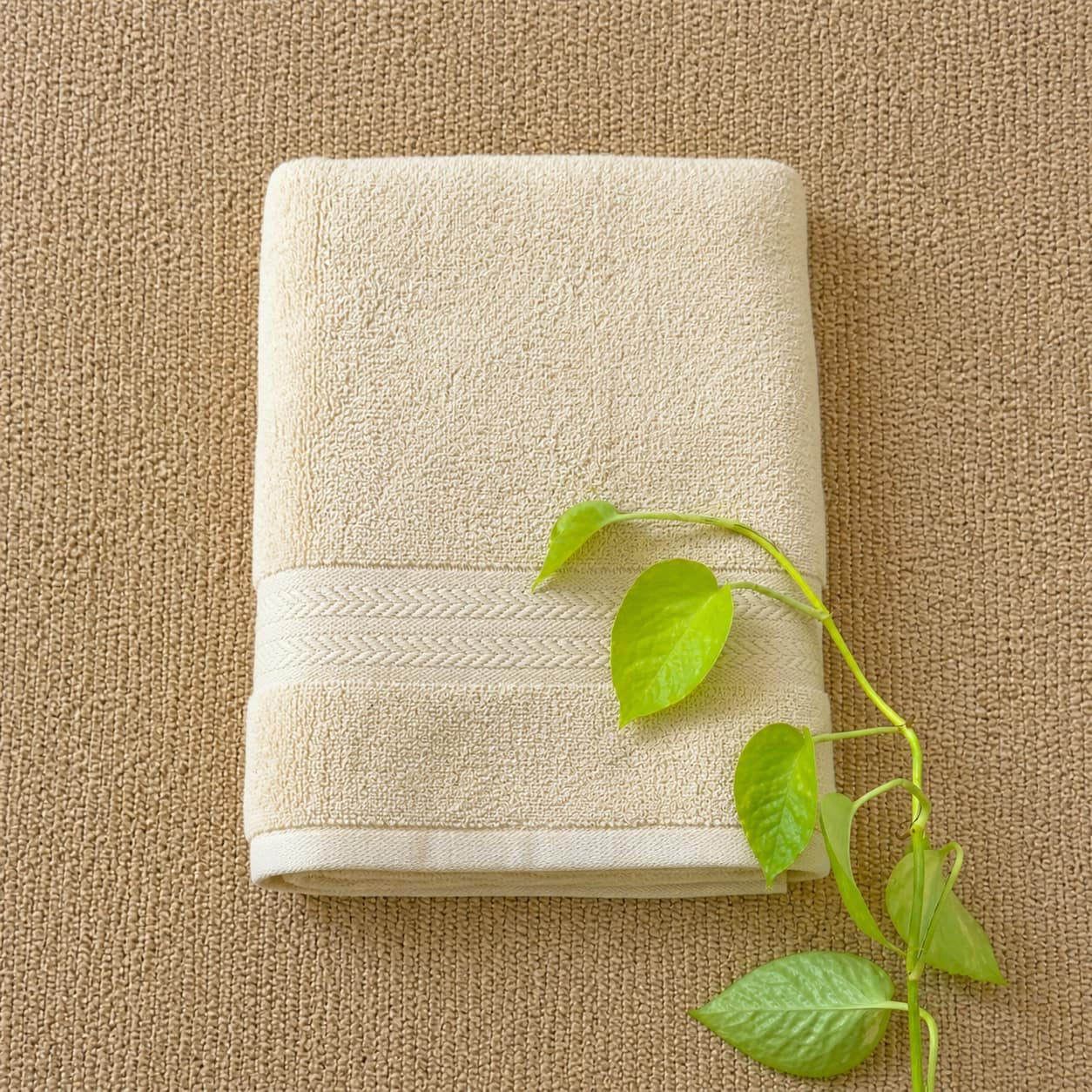 Beige Zero Twist Bath Towel