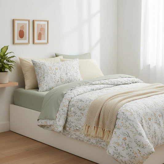 Small Orange Flower Print 200TC Single Bedsheet