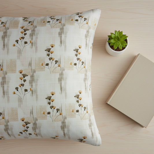 Orange Floral Print On White Single Bedsheet