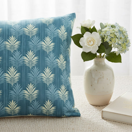 Leaf Print On Blue Single Bedsheet