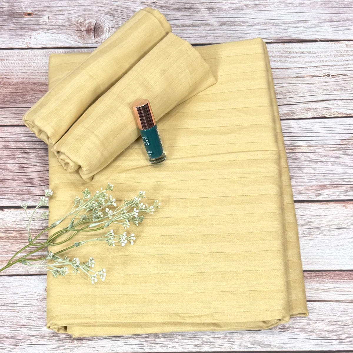 Beige Satin Stripe King Bedsheet