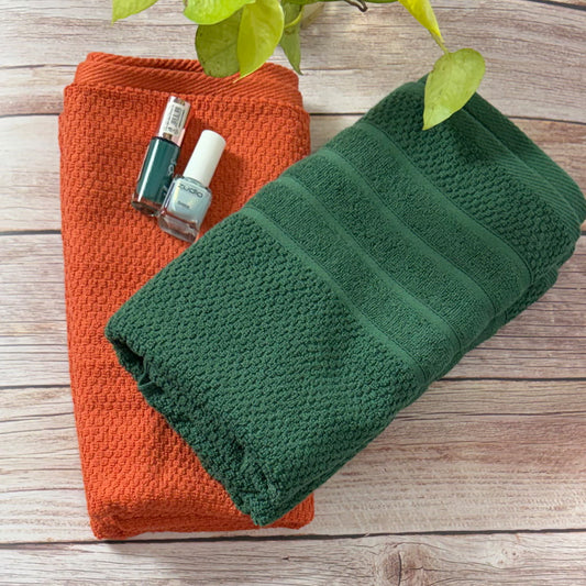 Bottle Green And Rust Popcorn Salon Towel Combo