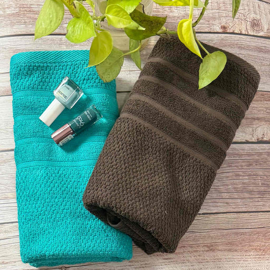Cyan And Coffee Brown Grey Salon Towel Combo