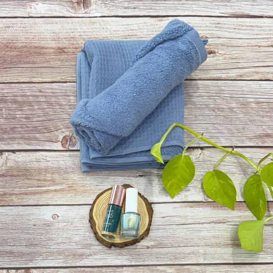 Denim Blue Waffle-Terry Hand Towel Pack Of Two