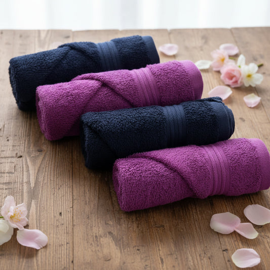 Purple With Navy Blue Hand Towel Combo