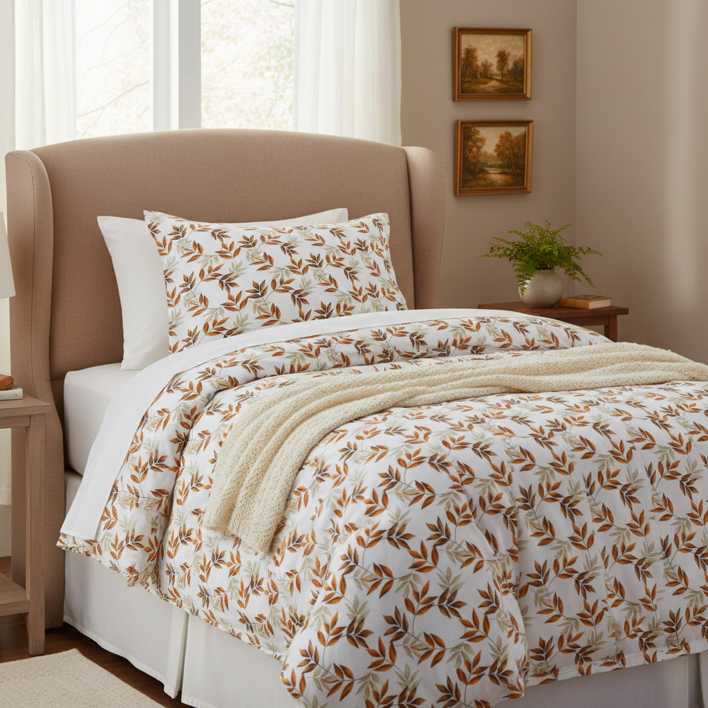 Leaf Print Single Bedsheet