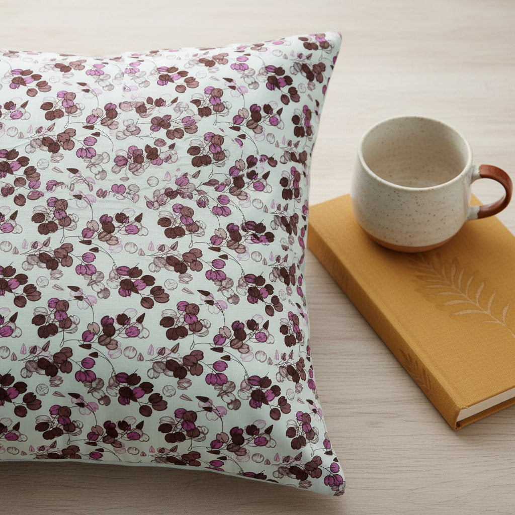Wine Colour Floral Print Single Bedsheet