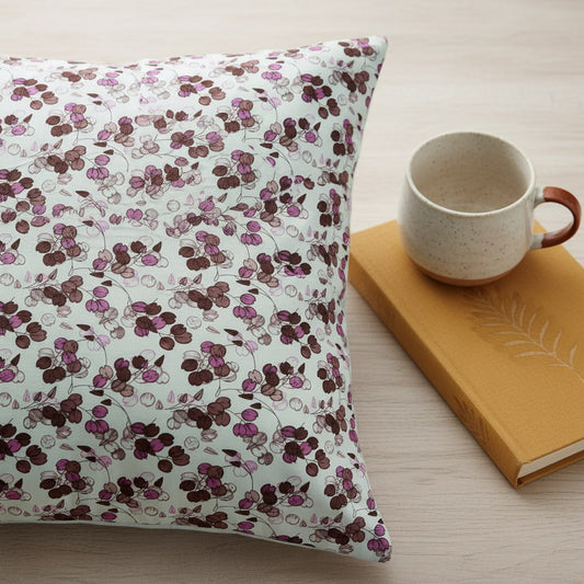 Wine Colour Floral Print Single Bedsheet