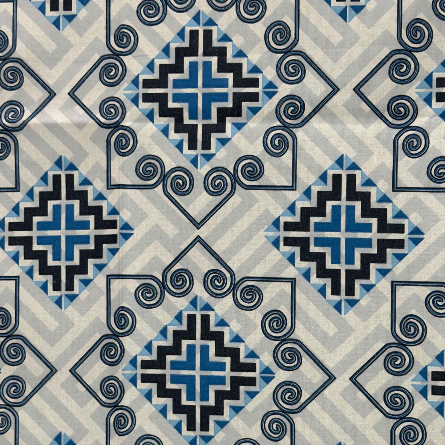 Blue Geometric Print On White Single Bedsheet