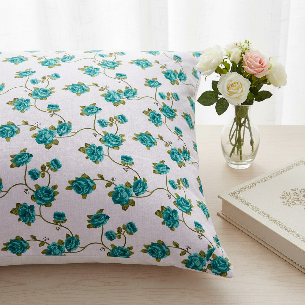 Blue Rose Print Single Bedsheet