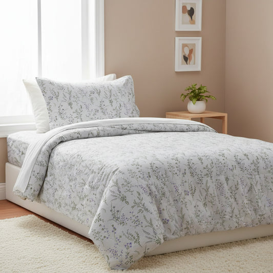 Small Lavender flower Print 200TC Single Bedsheet