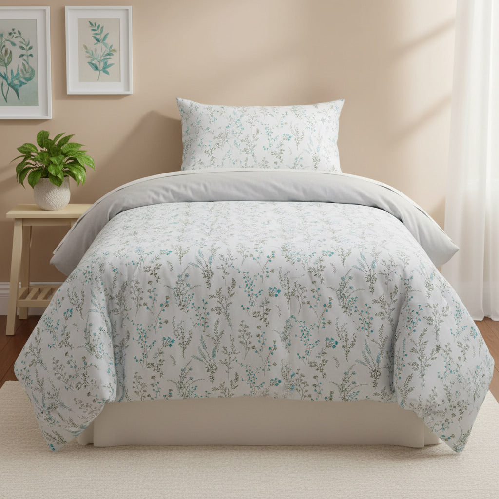 Small Blue Flower Print 200TC Single Bedsheet