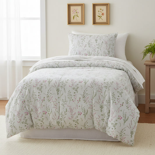 Small Pink Flower Print 200TC Single Bedsheet