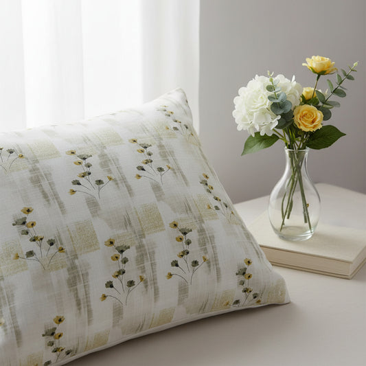 Brown Floral Print On White Single Bedsheet