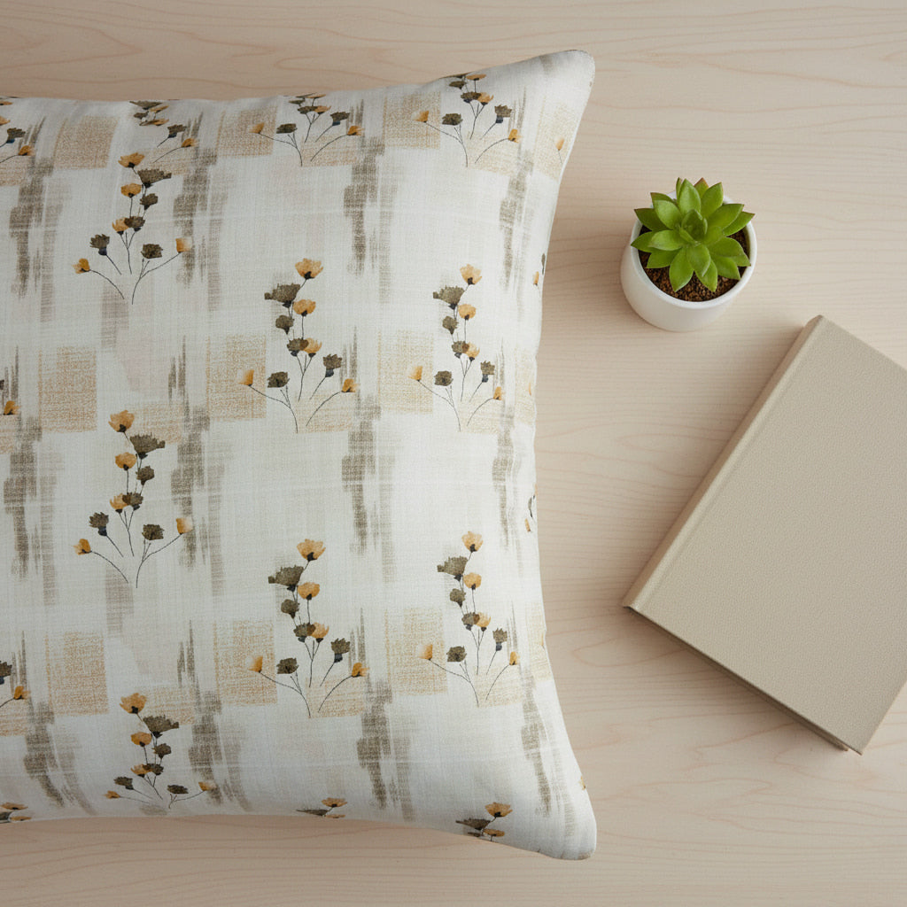 Orange Floral Print On White Single Bedsheet