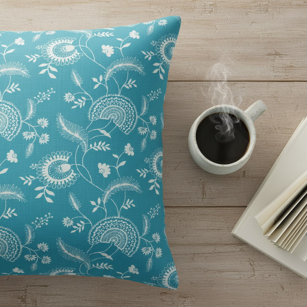 Floral Print On Blue Single Bedsheet
