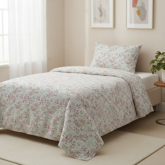 Lavender Leaf Print 200TC Single Bedsheet