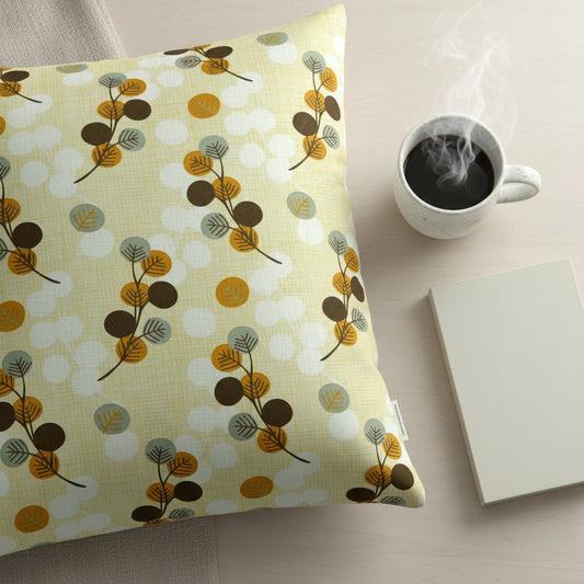 Leaf Print Beige Single Bedsheet