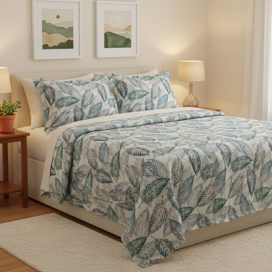 Big Leaf Print Queen Size Bedsheet