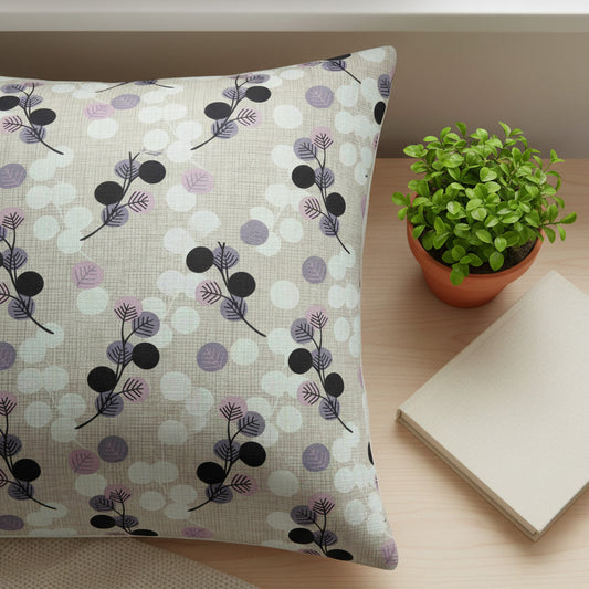 Purple Floral With Geometric Elements Queen Size Bedsheet
