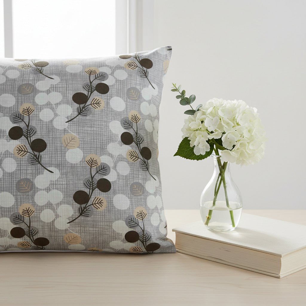 Beige Floral With Geometric Elements Queen Size Bedsheet