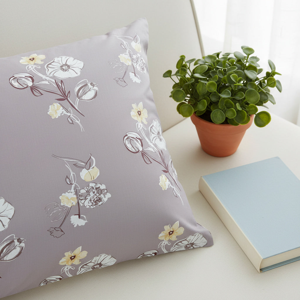 Lavender Floral Queen Size Bedsheet
