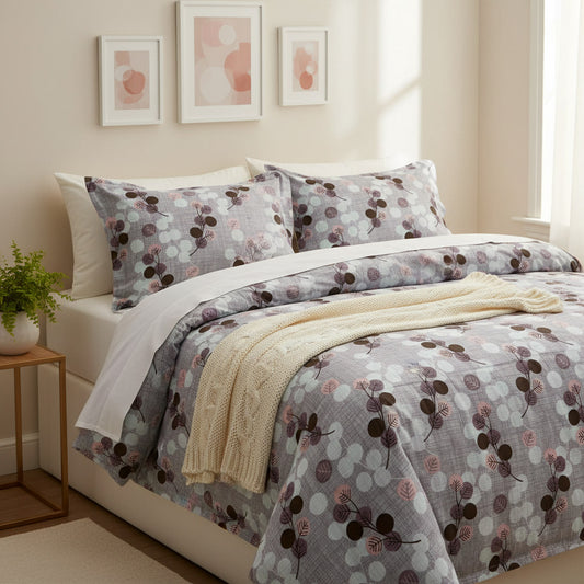 Floral With Geometric Elements Queen Size Bedsheet