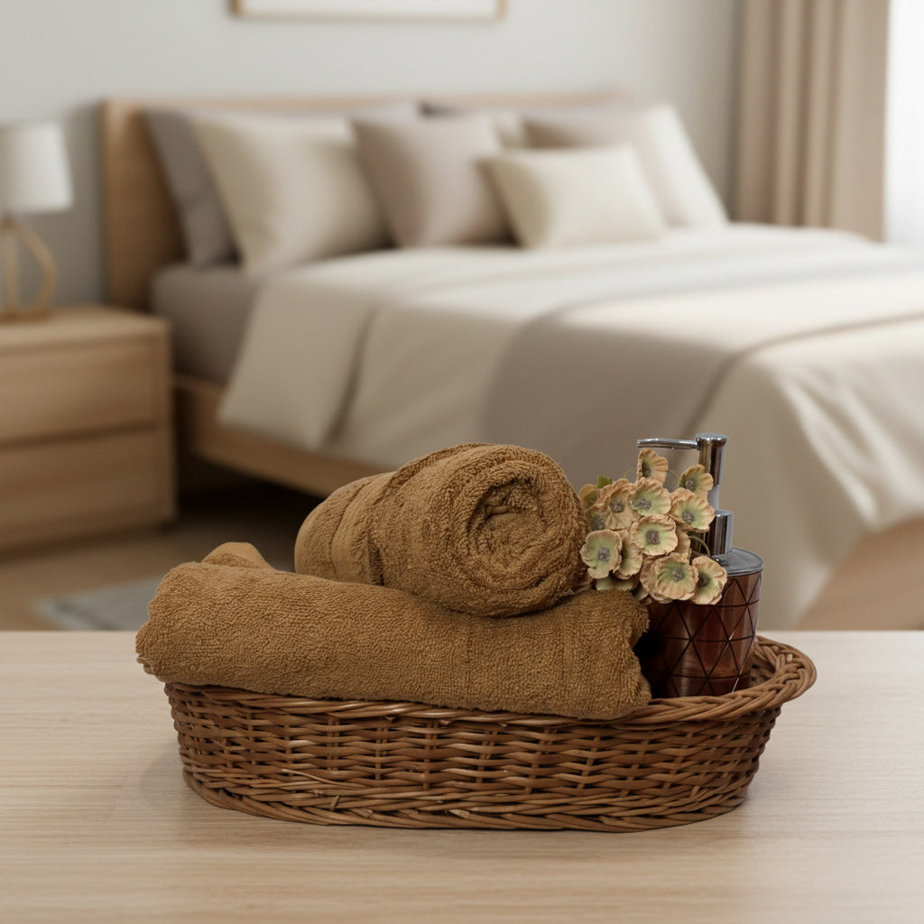 Light Brown Bath And salon Towel Combo