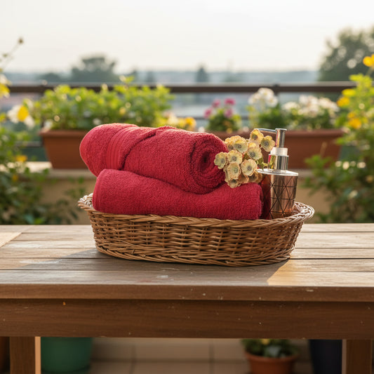 Red Bath And salon Towel Combo