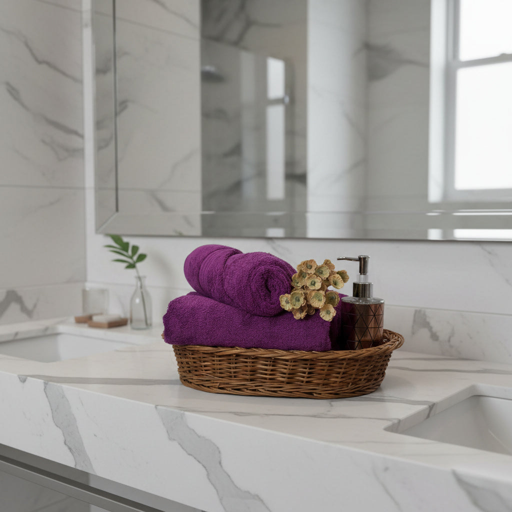 Purple Bath And salon Towel Combo