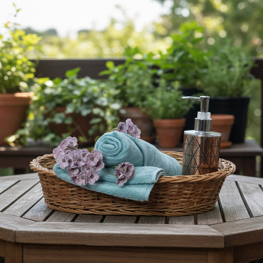 Blue Waffle-Terry Hand Towel Pack Of Two