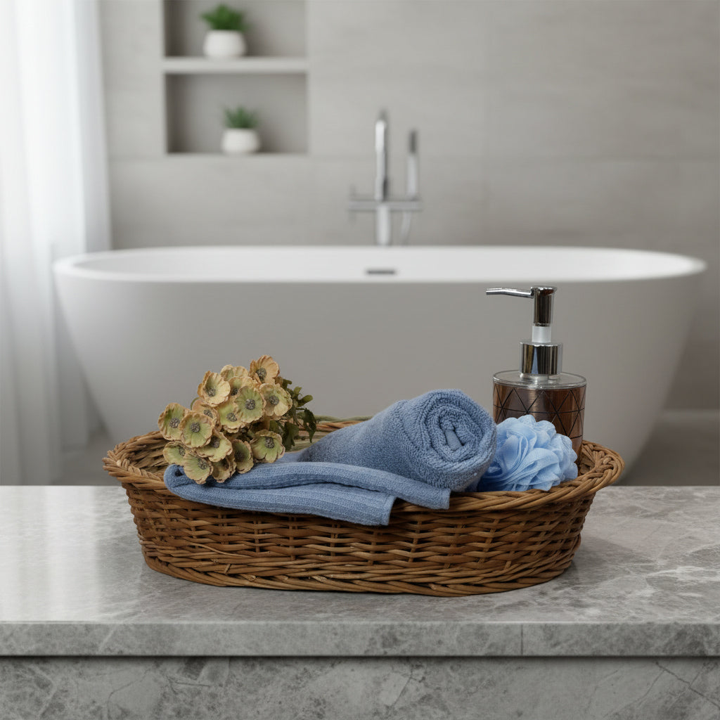 Denim Blue Waffle-Terry Hand Towel Pack Of Two