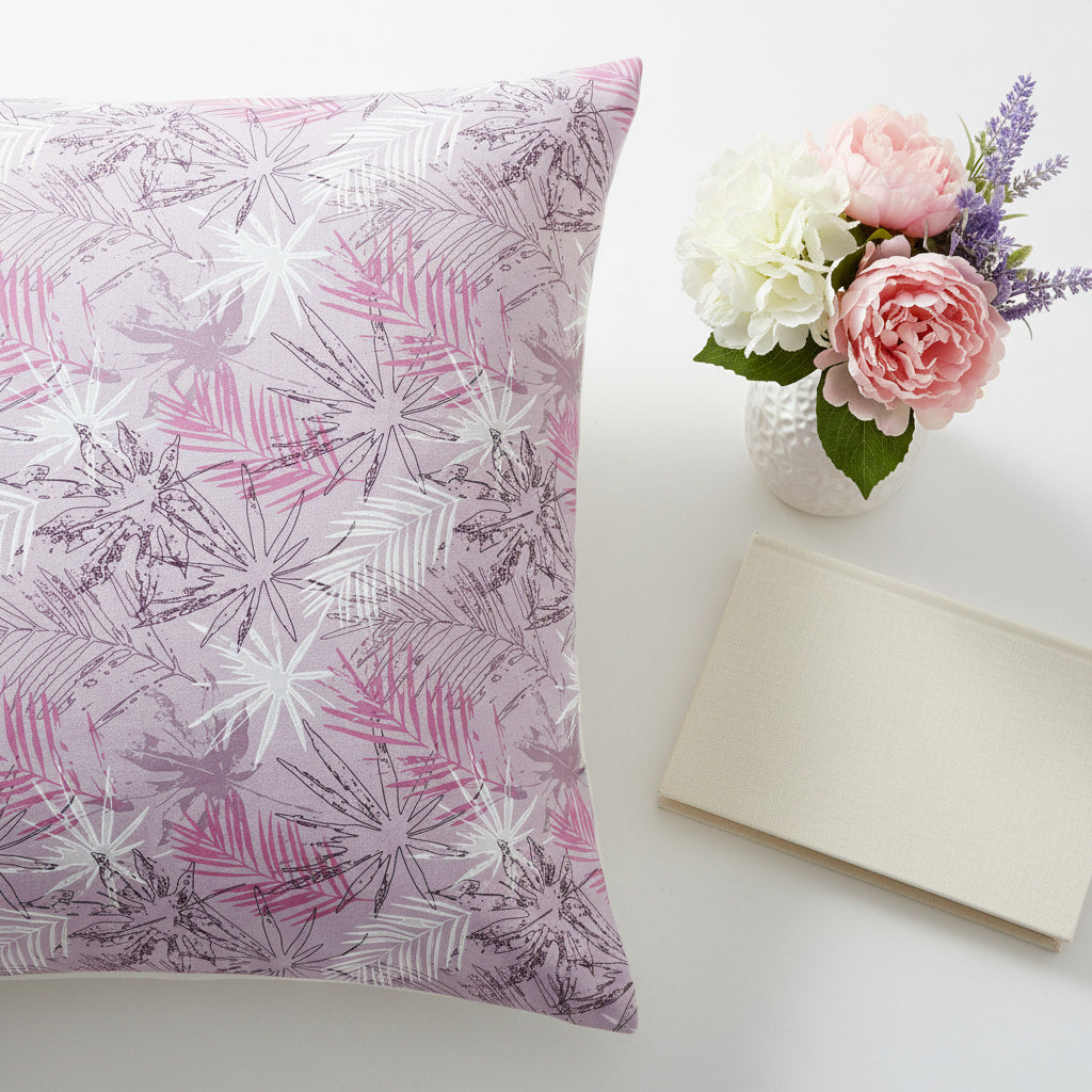 Lavender Leaf Print On Grey 180TC King Size Bedsheet