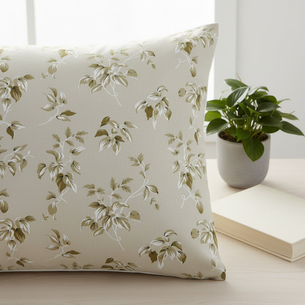 Beige leaf Print 180 TC King Size Bedsheet