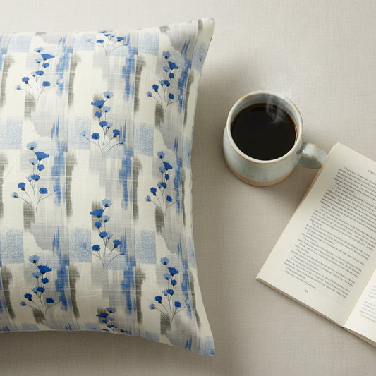 Blue Floral Print 210TC White King Size Bedsheet