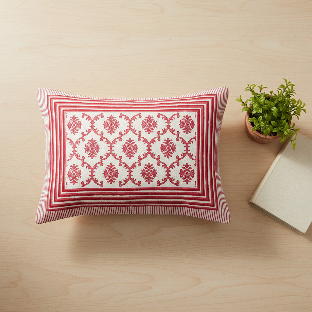 Red Geometric Print Jaipur King Size Bedsheet