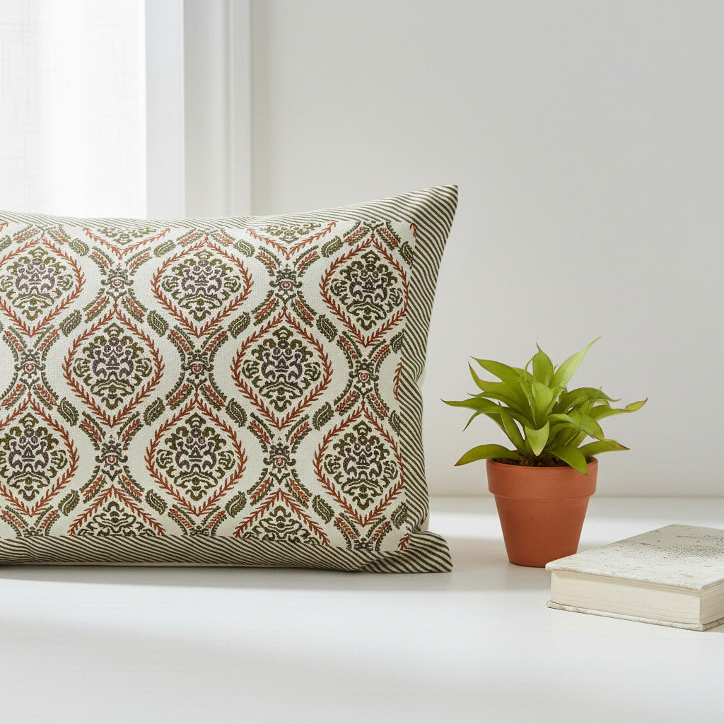 Orange Hand Block Print  King Size Bedsheet