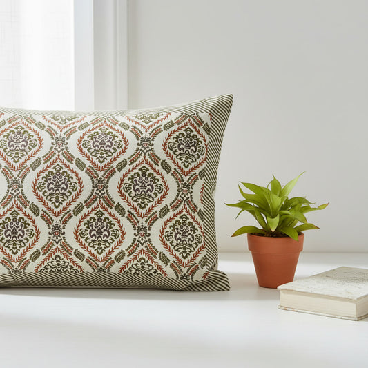 Orange Hand Block Print  King Size Bedsheet
