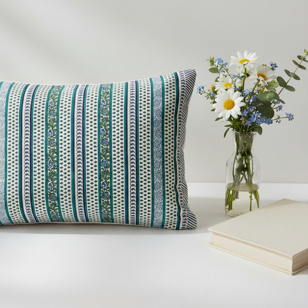 Light Blue Hand Block Print  King Size Bedsheet