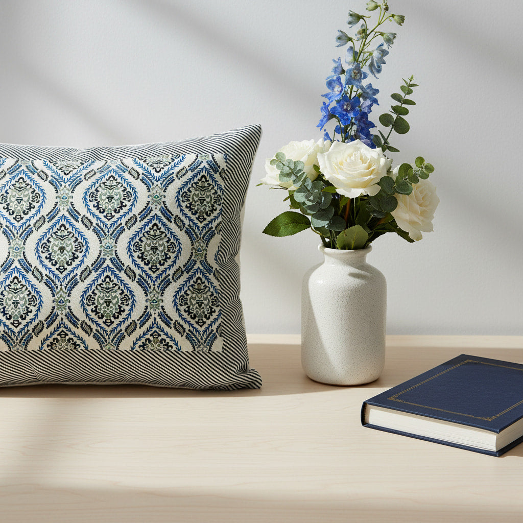 Blue Hand Block Print  King Size Bedsheet
