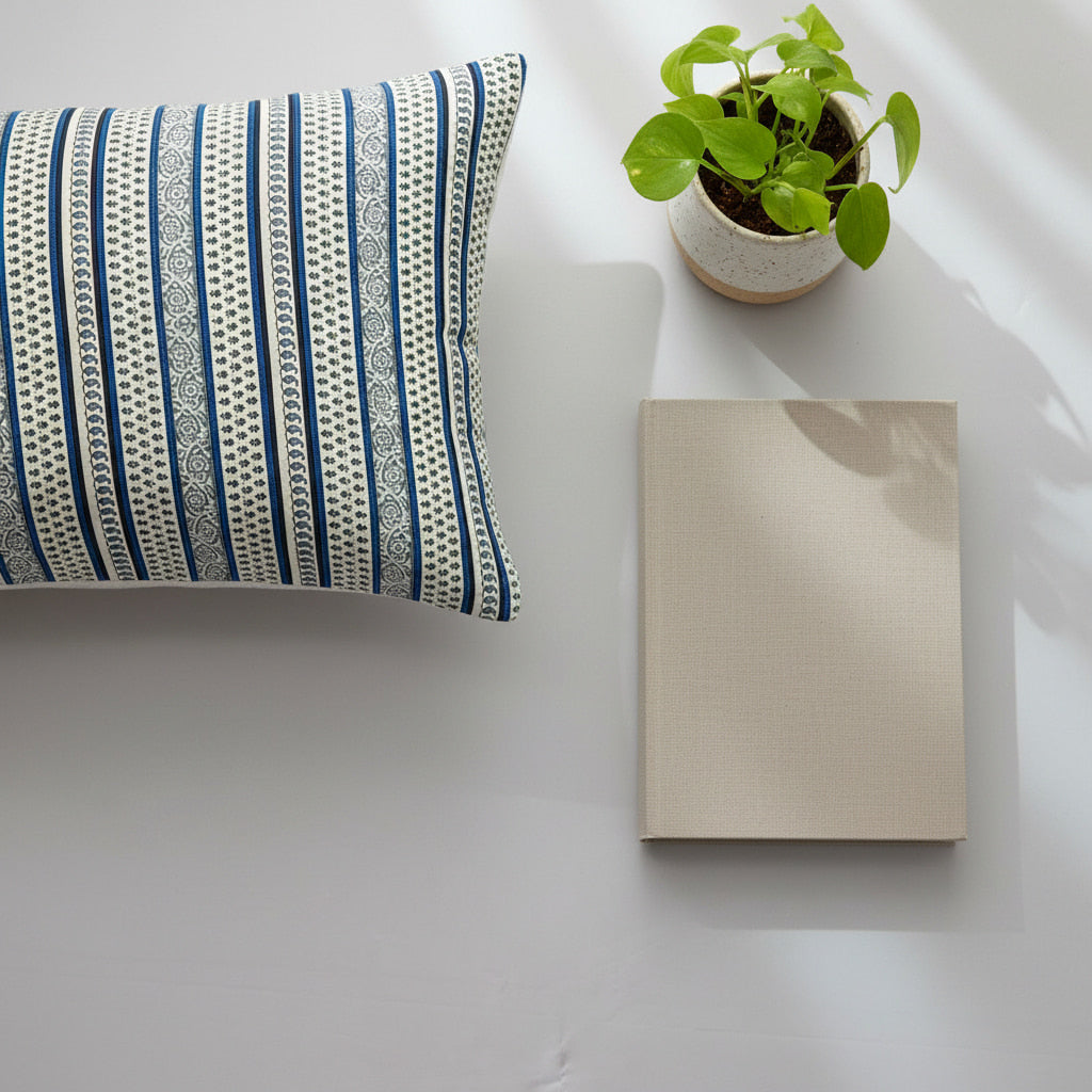 Blue Hand Block Print  King Size Bedsheet