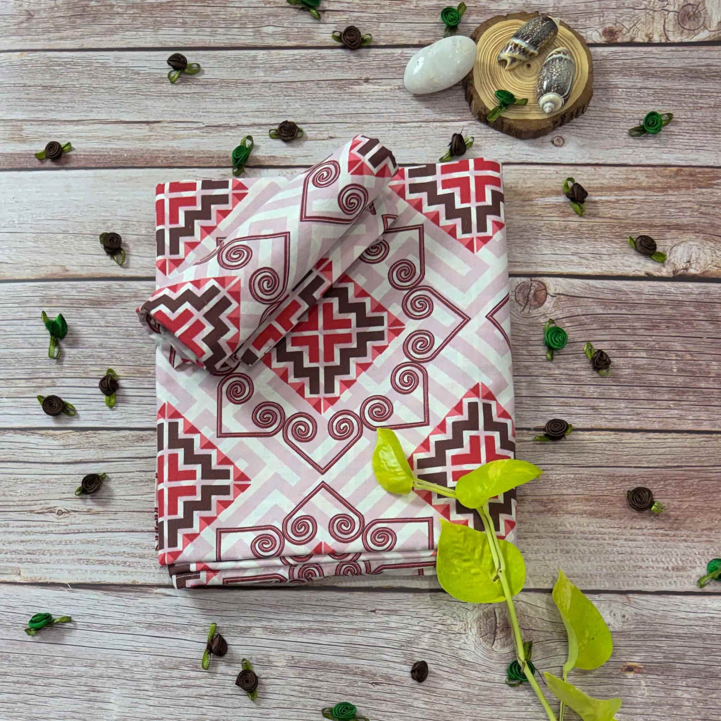 Geometric Print On White Single Bedsheet