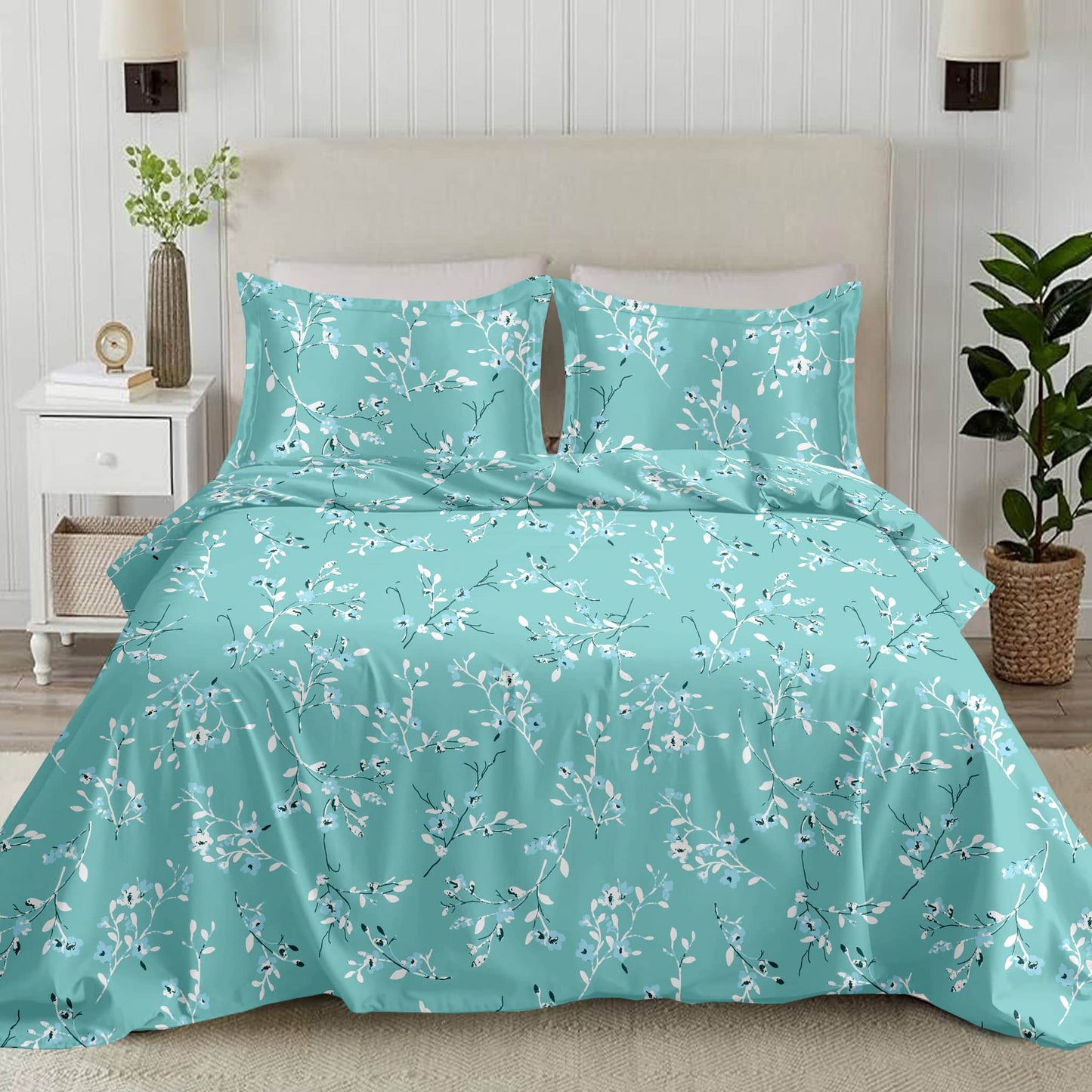 Floral 210TC Blue King Size Bedsheet