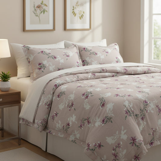 Light Lavender Floral Queen Size Bedsheet