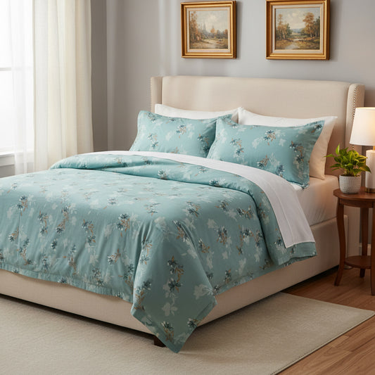 Blue Floral Queen Size Bedsheet