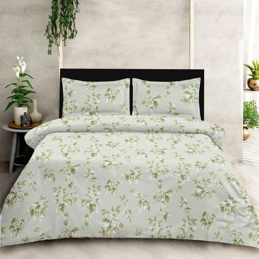 Beige leaf Print 180 TC King Size Bedsheet