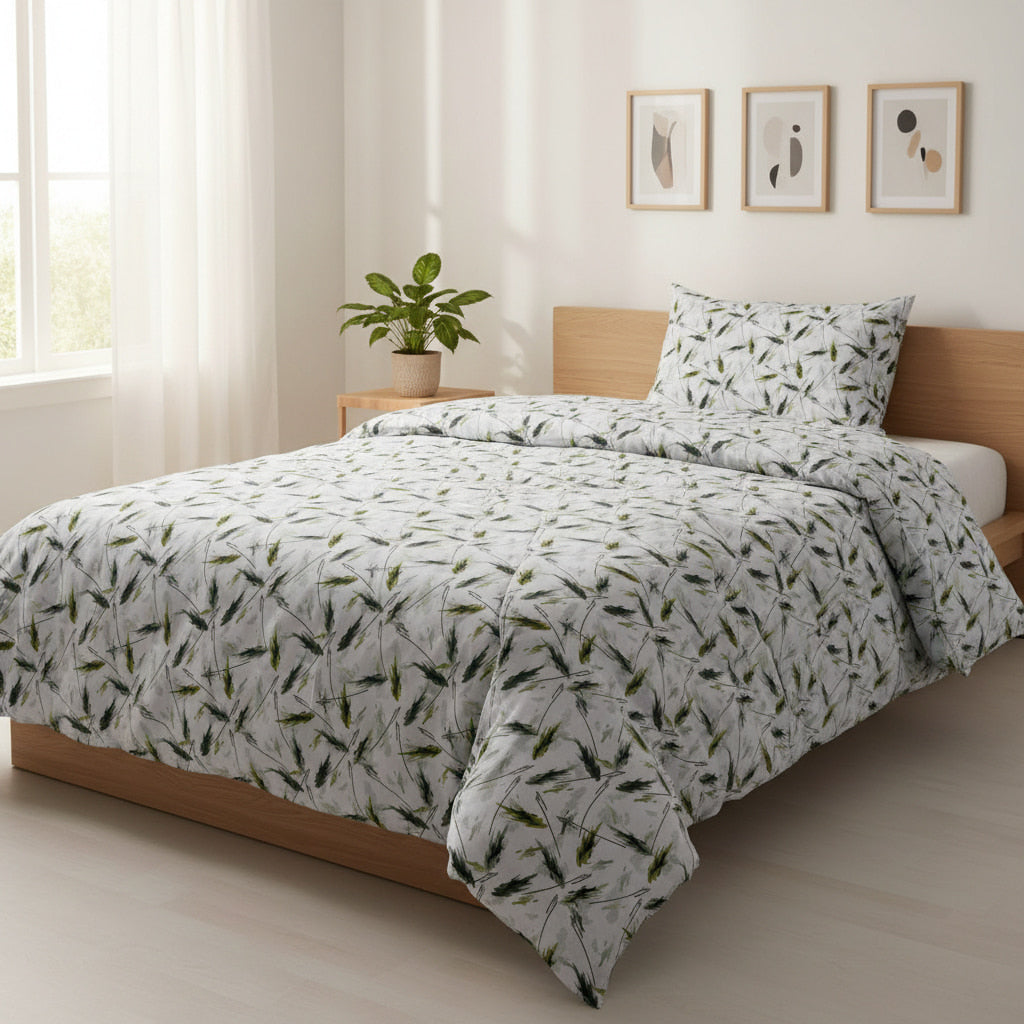 Abstract Print On White Single Bedsheet