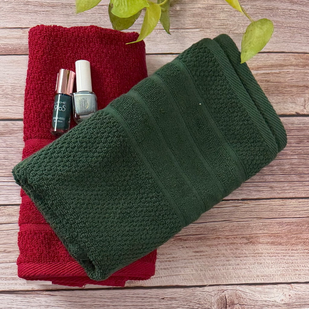 Maroon And  Bottle Green  Salon Towel Combo