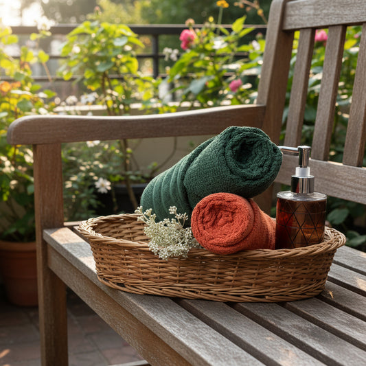 Bottle Green And Rust Popcorn Salon Towel Combo