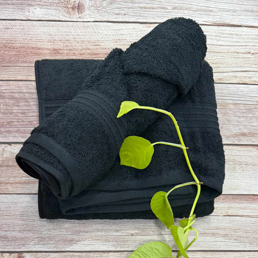 Black Bath And salon Towel Combo